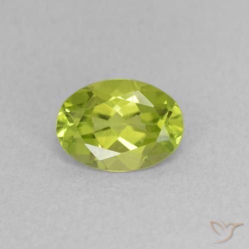 0.75ct طبيعي أخضر مصفر زبرجد, بيضوي, VVS-VS