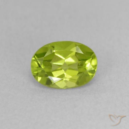 0.86ct طبيعي أخضر مصفر زبرجد, بيضوي, VVS-VS