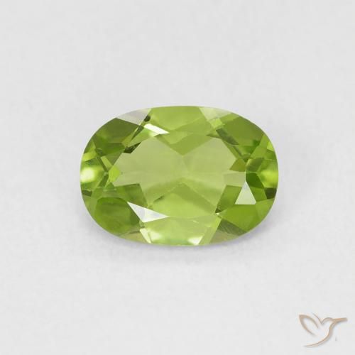 0.85ct طبيعي أخضر مصفر زبرجد, بيضوي, VVS-VS