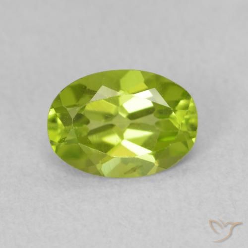 0.85ct طبيعي أخضر مصفر زبرجد, بيضوي, قليلا جدا