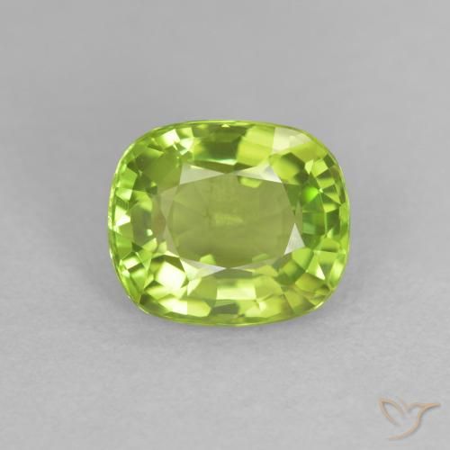 2.16ct طبيعي أخضر مصفر زبرجد, وسادة, قليلا جدا