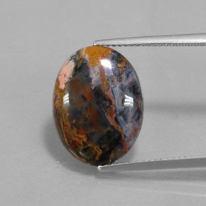 بيترسيت طبيعي بلون متعدد الألوان، وزن ‎4.33‎ قيراط، شكل بيضاوى، مقاس ‎17.1x12.8‎ مم