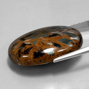 بيترسيت متعدد الألوان طبيعي، قصة بيضاوى، 38.54 قيراط، غير شفاف