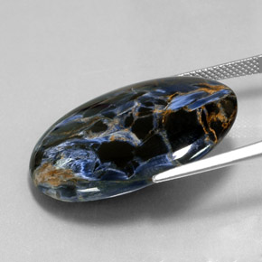 بيترسيت متعدد الألوان طبيعي، قصة بيضاوى، 21.39 قيراط، غير شفاف