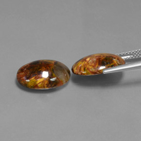 أحجار بيترسيت متعدد الألوان طبيعية، قصة بيضاوى، غير شفاف، وزنها  قيراط