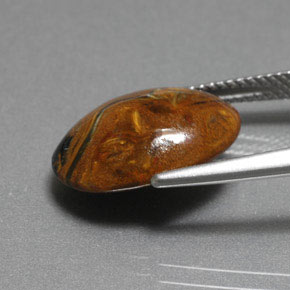 بيترسيت متعدد الألوان طبيعي، قصة بيضاوى، 6.36 قيراط، غير شفاف