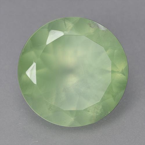 بريهنيت طبيعي بلون Yellow Green ، وزن ‎9.13‎ قيراط، شكل دائري، مقاس ‎14.03‎ مم