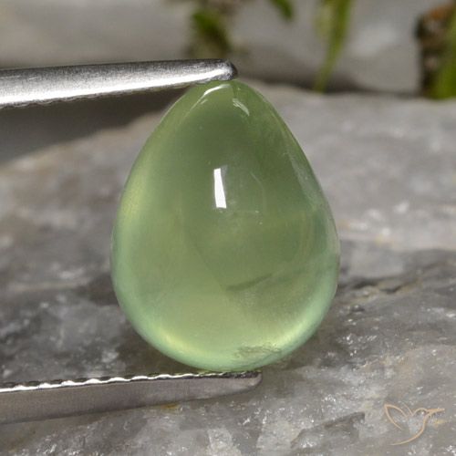 4.03ct طبيعي Pale Pear Green  بريهنيت, شكل الكمثرى, شفاف