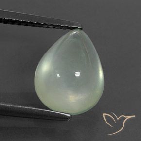 3.48ct طبيعي اخضر فاتح بريهنيت, شكل الكمثرى, شفاف / نصف شفاف