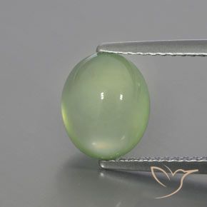 3.72ct طبيعي أخضر ليمونى باهت بريهنيت, بيضوي, شفاف / نصف شفاف