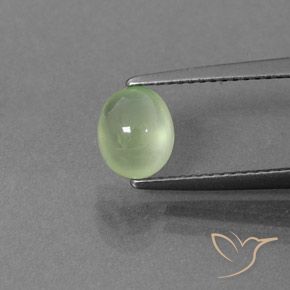 1.33ct طبيعي أخضر أصفر بريهنيت, بيضوي, شفاف / نصف شفاف