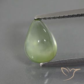 1.64ct طبيعي أخضر كمثرى باهت بريهنيت, شكل الكمثرى, شفاف / نصف شفاف