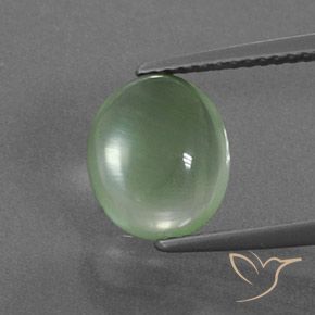 3.17ct طبيعي أخضر كمثرى فاتح بريهنيت, بيضوي, شفاف