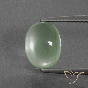3.36ct طبيعي اخضر فاتح بريهنيت, بيضوي, شفاف