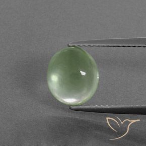 3.19ct طبيعي أخضر أصفر فاتح بريهنيت, بيضوي, شفاف