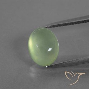 3.45ct طبيعي أخضر كمثرى باهت بريهنيت, بيضوي, شفاف / نصف شفاف