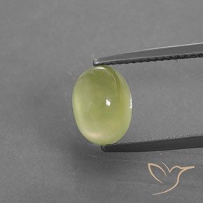 3.39ct طبيعي أصفر فاتح بريهنيت, بيضوي, شفاف / نصف شفاف