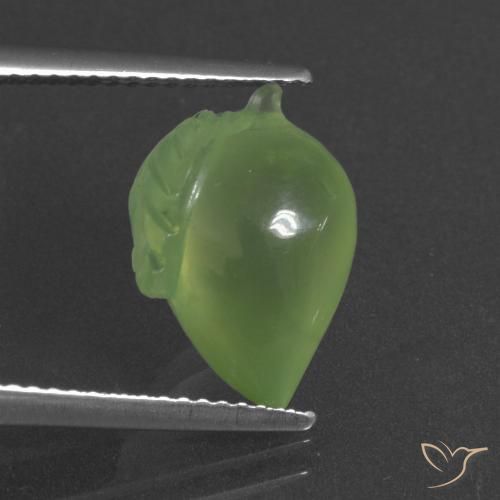 6.17ct طبيعي أخضر كمثرى بريهنيت, فانسى, نصف شفاف
