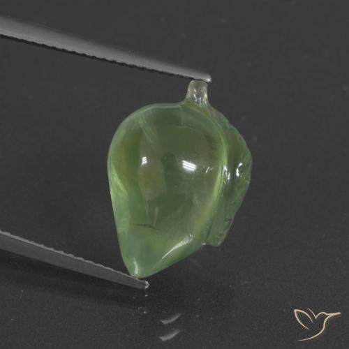 11.27ct طبيعي أخضر كمثرى بريهنيت, فانسى, نصف شفاف