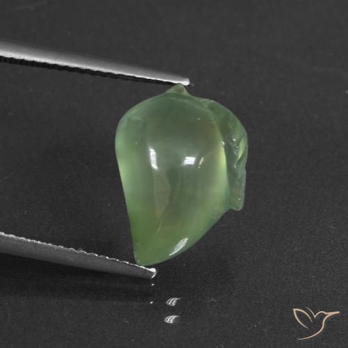 7.74ct طبيعي أخضر كمثرى بريهنيت, فانسى, نصف شفاف