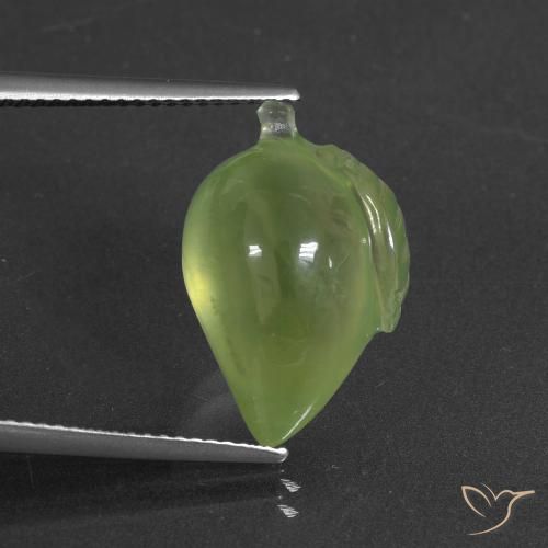 12.43ct طبيعي ليمون اخضر بريهنيت, فانسى, نصف شفاف
