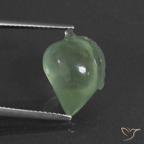 9.17ct طبيعي أخضر كمثرى بريهنيت, فانسى, نصف شفاف