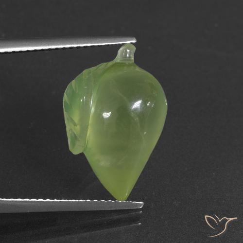 12.14ct طبيعي أخضر دافئ بريهنيت, فانسى, نصف شفاف
