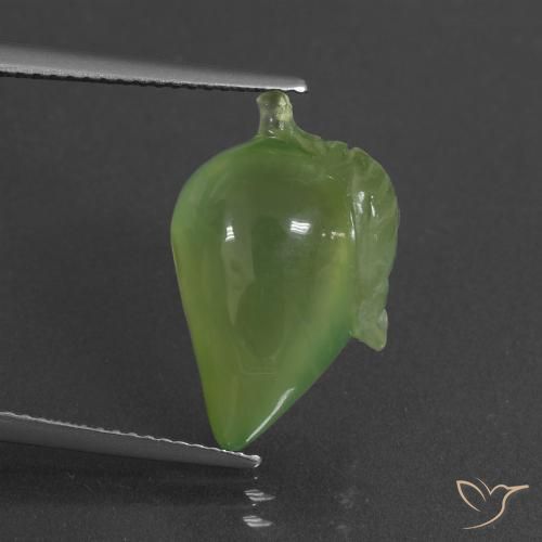 11.58ct طبيعي أخضر متوسط بريهنيت, فانسى, نصف شفاف