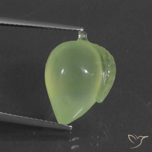 12.94ct طبيعي أخضر مصفر بريهنيت, فانسى, نصف شفاف