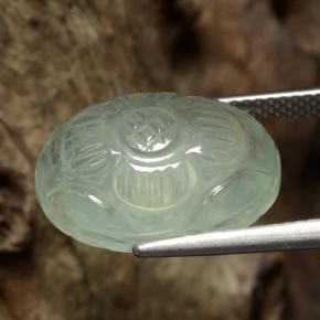 بريهنيت أخضر فاتح جدا طبيعي، قطع زهرة، 11.67 قيراط، نصف شفاف