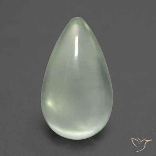2.58ct طبيعي أخضر فاتح جدا بريهنيت, شكل الكمثرى, شفاف