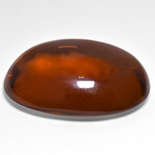 عقيق بيروب أحمر متوسط طبيعي، بيضوي، 46.09 قيراط، شفاف