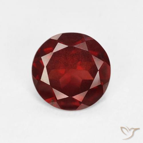 0.86ct طبيعي أحمر متوسط عقيق بيروب, دائري, قليلا جدا