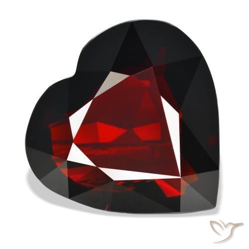 عقيق بيروب أحمر مسود طبيعي، قلب، 37.20 قيراط، IF
