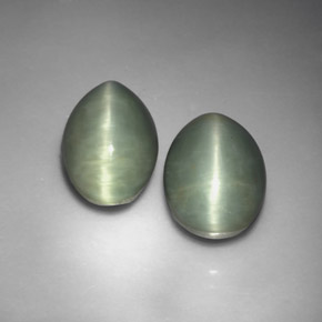 Quartz Cat's Eye طبيعي بلون أخضر، وزن ‎‎ قيراط، شكل بيضاوى، مقاس ‎12.7x8.9‎ مم