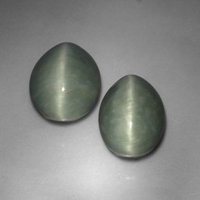 Quartz Cat's Eye طبيعي بلون أخضر، وزن ‎‎ قيراط، شكل بيضاوى، مقاس ‎13.2x9.8‎ مم