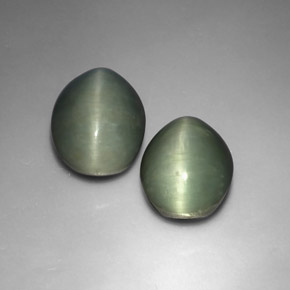Quartz Cat's Eye طبيعي بلون أخضر، وزن ‎‎ قيراط، شكل بيضاوى، مقاس ‎12x9.7‎ مم
