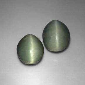 Quartz Cat's Eye طبيعي بلون أخضر، وزن ‎‎ قيراط، شكل بيضاوى، مقاس ‎12x9.7‎ مم