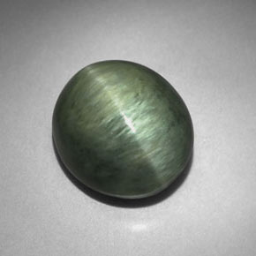 كوارتز عين القط أخضر طبيعي، قصة بيضاوى، 7.00 قيراط، غير شفاف