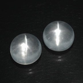 Quartz Cat's Eye طبيعي بلون أبيض، وزن ‎‎ قيراط، شكل دائري، مقاس ‎11.05‎ مم