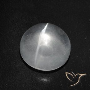 7.56ct طبيعي أبيض شفاف كوارتز عين القط, دائري, شفاف