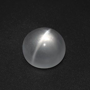 Quartz Cat's Eye طبيعي بلون أبيض، وزن ‎7.26‎ قيراط، شكل دائري، مقاس ‎12.15‎ مم