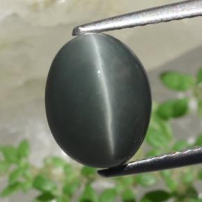 كوارتز عين القط أخضر طبيعي، قصة بيضاوى، 2.63 قيراط، غير شفاف