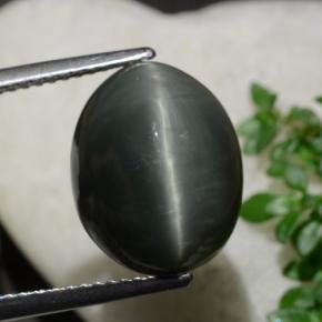 كوارتز عين القط أخضر طبيعي، قصة بيضاوى، 10.28 قيراط، غير شفاف