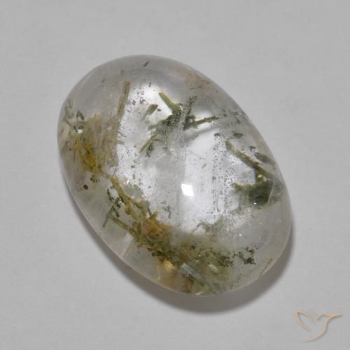 13.73ct طبيعي متعدد الألوان الكوارتز مع Hedenbergite, بيضوي, شفاف