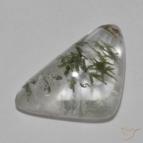 19.12ct طبيعي متعدد الألوان الكوارتز مع Hedenbergite, مثلثى, شفاف