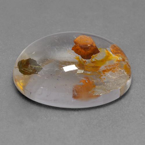 كوارتز مع مرقشيتا متعدد الألوان طبيعي، قصة بيضاوى، 9.18 قيراط، شفاف