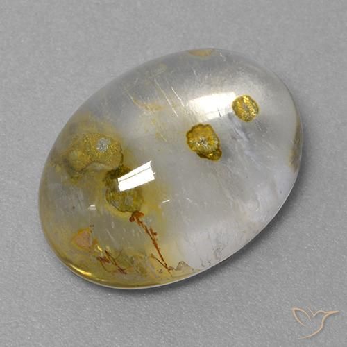 كوارتز مع ماركاسيت متعدد الألوان طبيعي، قصة بيضاوى، 9.31 قيراط، شفاف