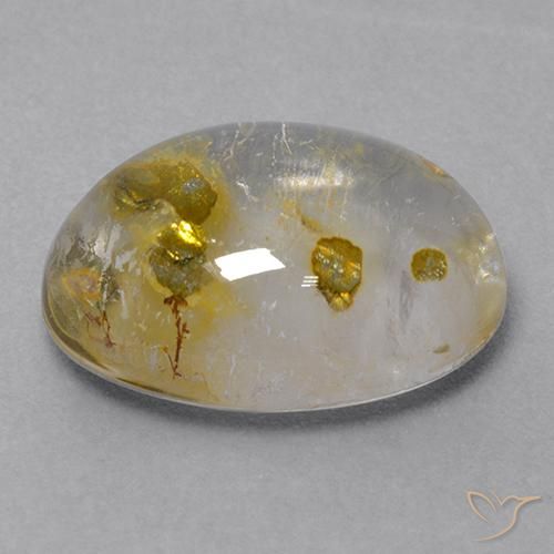 كوارتز مع ماركاسيت متعدد الألوان طبيعي، قصة بيضاوى، 9.31 قيراط، شفاف