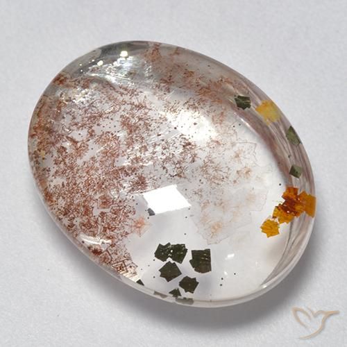 11.95ct طبيعي متعدد الألوان كوارتز مع مرقشيتا, بيضوي, شفاف